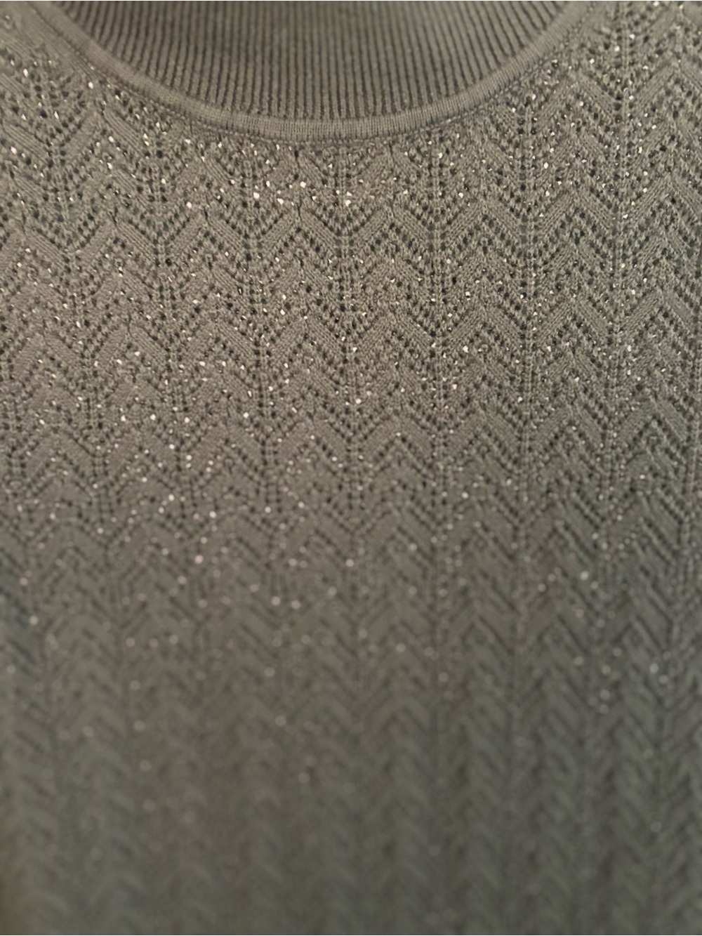 GAP Olive Green Pointelle Sleeveless Mock Neck Knit Tank - Picture 2 of 5